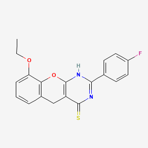 molecular formula C19H15FN2O2S B2570302 9-Ethoxy-2-(4-fluorophenyl)-1,5-dihydrochromeno[2,3-d]pyrimidine-4-thione CAS No. 866864-79-1