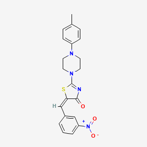 molecular formula C21H20N4O3S B2570308 (E)-5-(3-nitrobenzylidene)-2-(4-(p-tolyl)piperazin-1-yl)thiazol-4(5H)-one CAS No. 375829-40-6