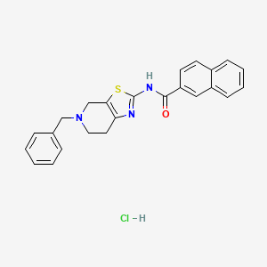 molecular formula C24H22ClN3OS B2570312 N-(5-benzyl-4,5,6,7-tetrahydrothiazolo[5,4-c]pyridin-2-yl)-2-naphthamide hydrochloride CAS No. 1189443-97-7