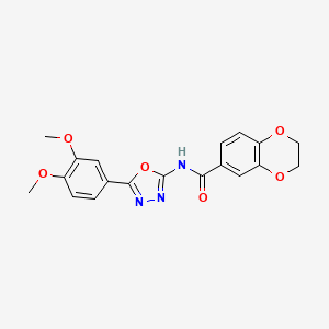 molecular formula C19H17N3O6 B2570315 N-[5-(3,4-dimethoxyphenyl)-1,3,4-oxadiazol-2-yl]-2,3-dihydro-1,4-benzodioxine-6-carboxamide CAS No. 899963-44-1