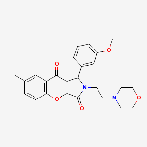 molecular formula C25H26N2O5 B2570317 1-(3-Methoxyphenyl)-7-methyl-2-(2-morpholinoethyl)-1,2-dihydrochromeno[2,3-c]pyrrole-3,9-dione CAS No. 634574-28-0