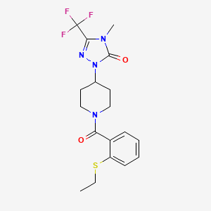 molecular formula C18H21F3N4O2S B2570318 1-(1-(2-(ethylthio)benzoyl)piperidin-4-yl)-4-methyl-3-(trifluoromethyl)-1H-1,2,4-triazol-5(4H)-one CAS No. 2034298-56-9