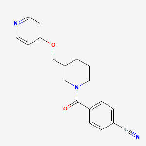 molecular formula C19H19N3O2 B2570320 4-[3-(Pyridin-4-yloxymethyl)piperidine-1-carbonyl]benzonitrile CAS No. 2379993-94-7