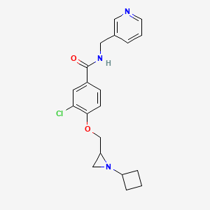 molecular formula C20H22ClN3O2 B2570327 3-Chloro-4-[(1-cyclobutylaziridin-2-yl)methoxy]-N-(pyridin-3-ylmethyl)benzamide CAS No. 2418666-93-8
