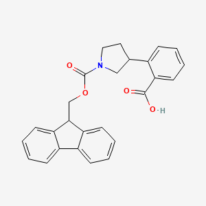 molecular formula C26H23NO4 B2570331 2-[1-(9H-Fluoren-9-ylmethoxycarbonyl)pyrrolidin-3-yl]benzoic acid CAS No. 2305255-95-0