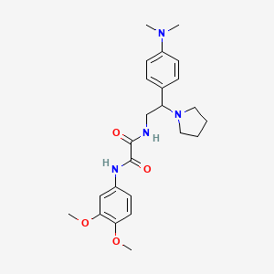 molecular formula C24H32N4O4 B2570361 N1-(3,4-dimethoxyphenyl)-N2-(2-(4-(dimethylamino)phenyl)-2-(pyrrolidin-1-yl)ethyl)oxalamide CAS No. 899729-37-4