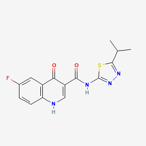 molecular formula C15H13FN4O2S B2570366 6-fluoro-4-hydroxy-N-(5-isopropyl-1,3,4-thiadiazol-2-yl)quinoline-3-carboxamide CAS No. 951993-68-3