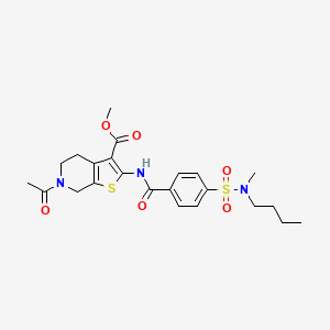 molecular formula C23H29N3O6S2 B2570368 甲基-6-乙酰基-2-(4-(N-丁基-N-甲基磺酰基)苯甲酰胺)-4,5,6,7-四氢噻吩[2,3-c]吡啶-3-羧酸甲酯 CAS No. 449768-95-0