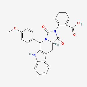molecular formula C27H21N3O5 B2570376 2-[(15S)-10-(4-Methoxyphenyl)-12,14-dioxo-8,11,13-triazatetracyclo[7.7.0.02,7.011,15]hexadeca-1(9),2,4,6-tetraen-13-yl]benzoic acid CAS No. 956919-29-2