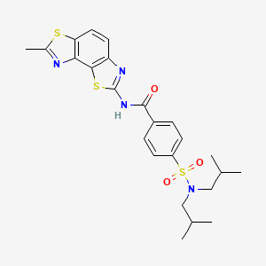 molecular formula C24H28N4O3S3 B2570393 4-[bis(2-methylpropyl)sulfamoyl]-N-(7-methyl-[1,3]thiazolo[5,4-e][1,3]benzothiazol-2-yl)benzamide CAS No. 361171-28-0
