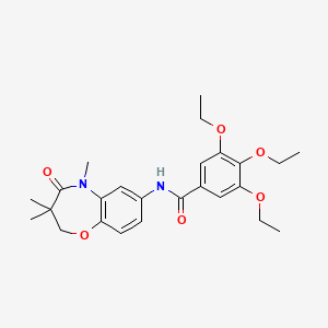 molecular formula C25H32N2O6 B2570398 3,4,5-triethoxy-N-(3,3,5-trimethyl-4-oxo-2,3,4,5-tetrahydrobenzo[b][1,4]oxazepin-7-yl)benzamide CAS No. 921812-15-9