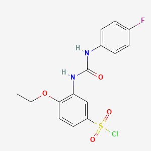 molecular formula C15H14ClFN2O4S B2570400 4-ethoxy-3-[(4-fluorophenyl)carbamoylamino]benzenesulfonyl Chloride CAS No. 678186-02-2