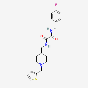 molecular formula C20H24FN3O2S B2570439 N'-[(4-fluorophenyl)methyl]-N-({1-[(thiophen-2-yl)methyl]piperidin-4-yl}methyl)ethanediamide CAS No. 952981-24-7