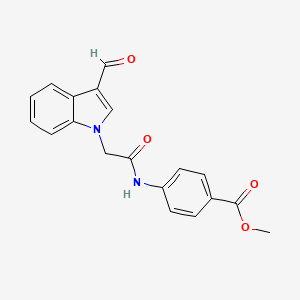 molecular formula C19H16N2O4 B2570444 Methyl 4-(2-(3-formyl-1H-indol-1-yl)acetamido)benzoate CAS No. 592546-51-5