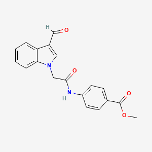 molecular formula C19H16N2O4 B2570444 methyl 4-{[(3-formyl-1H-indol-1-yl)acetyl]amino}benzoate CAS No. 592546-51-5