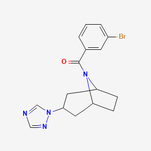 molecular formula C16H17BrN4O B2570447 ((1R,5S)-3-(1H-1,2,4-triazol-1-yl)-8-azabicyclo[3.2.1]octan-8-yl)(3-bromophenyl)methanone CAS No. 2309538-70-1