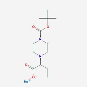 molecular formula C13H23N2NaO4 B2570448 2-[4-(叔丁氧羰基)哌嗪-1-基]丁酸钠盐 CAS No. 2197052-67-6