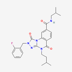 molecular formula C26H30FN5O3 B2570453 2-(2-fluorobenzyl)-N-isobutyl-4-(3-methylbutyl)-1,5-dioxo-1,2,4,5-tetrahydro[1,2,4]triazolo[4,3-a]quinazoline-8-carboxamide CAS No. 1242879-98-6