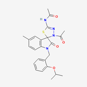 molecular formula C24H26N4O4S B2570459 N-(3'-acetyl-5-methyl-2-oxo-1-{[2-(propan-2-yloxy)phenyl]methyl}-1,2-dihydro-3'H-spiro[indole-3,2'-[1,3,4]thiadiazole]-5'-yl)acetamide CAS No. 902248-63-9