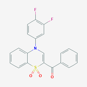 molecular formula C21H13F2NO3S B2570462 [4-(3,4-difluorophenyl)-1,1-dioxido-4H-1,4-benzothiazin-2-yl](phenyl)methanone CAS No. 1114850-43-9