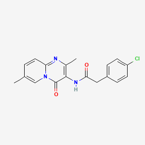 molecular formula C18H16ClN3O2 B2570463 2-(4-chlorophenyl)-N-(2,7-dimethyl-4-oxo-4H-pyrido[1,2-a]pyrimidin-3-yl)acetamide CAS No. 946257-18-7