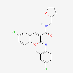 (2Z)-6-chloro-2-[(4-chloro-2-methylphenyl)imino]-N-(tetrahydrofuran-2-ylmethyl)-2H-chromene-3-carboxamide