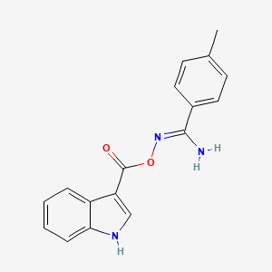 molecular formula C17H15N3O2 B2570486 N'-[(1H-indol-3-ylcarbonyl)oxy]-4-methylbenzenecarboximidamide CAS No. 1993648-26-2