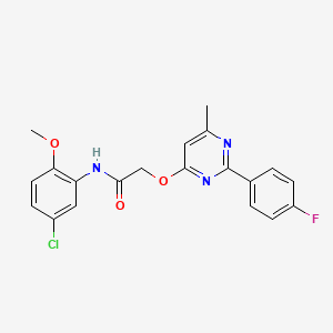 molecular formula C20H17ClFN3O3 B2570492 N-(5-chloro-2-methoxyphenyl)-2-{[2-(4-fluorophenyl)-6-methylpyrimidin-4-yl]oxy}acetamide CAS No. 1251605-78-3