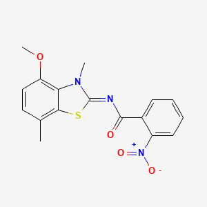 N-(4-methoxy-3,7-dimethyl-1,3-benzothiazol-2-ylidene)-2-nitrobenzamide