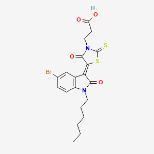 (Z)-3-(5-(5-bromo-1-hexyl-2-oxoindolin-3-ylidene)-4-oxo-2-thioxothiazolidin-3-yl)propanoic acid