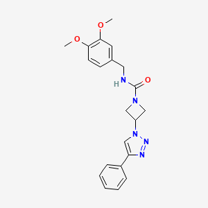 molecular formula C21H23N5O3 B2570514 N-[(3,4-dimethoxyphenyl)methyl]-3-(4-phenyl-1H-1,2,3-triazol-1-yl)azetidine-1-carboxamide CAS No. 1903647-94-8