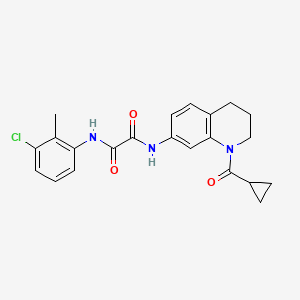 molecular formula C22H22ClN3O3 B2570559 N'-(3-chloro-2-methylphenyl)-N-(1-cyclopropanecarbonyl-1,2,3,4-tetrahydroquinolin-7-yl)ethanediamide CAS No. 898447-54-6