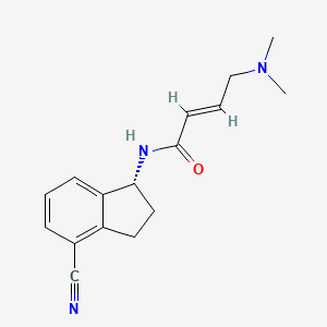 (E)-N-[(1R)-4-Cyano-2,3-dihydro-1H-inden-1-yl]-4-(dimethylamino)but-2-enamide