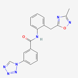 N-(2-((3-methyl-1,2,4-oxadiazol-5-yl)methyl)phenyl)-3-(1H-tetrazol-1-yl)benzamide