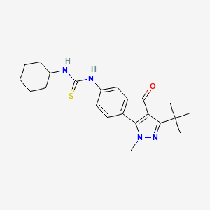 3-(Tert-butyl)-6-(((cyclohexylamino)thioxomethyl)amino)-1-methylindeno[2,3-D]pyrazol-4-one