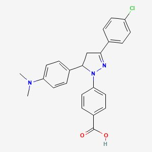 4-(3-(4-chlorophenyl)-5-(4-(dimethylamino)phenyl)-4,5-dihydro-1H-pyrazol-1-yl)benzoic acid