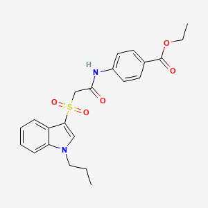 molecular formula C22H24N2O5S B2570621 ethyl 4-{2-[(1-propyl-1H-indol-3-yl)sulfonyl]acetamido}benzoate CAS No. 850932-52-4