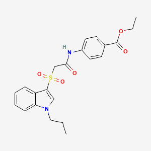 Ethyl 4-[[2-(1-propylindol-3-yl)sulfonylacetyl]amino]benzoate