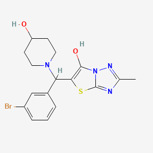 5-((3-Bromophenyl)(4-hydroxypiperidin-1-yl)methyl)-2-methylthiazolo[3,2-b][1,2,4]triazol-6-ol