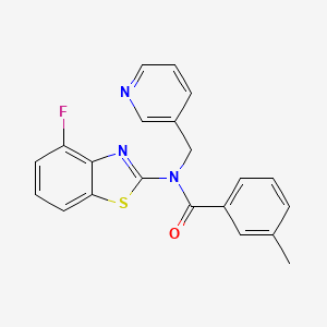 molecular formula C21H16FN3OS B2570659 N-(4-fluorobenzo[d]thiazol-2-yl)-3-methyl-N-(pyridin-3-ylmethyl)benzamide CAS No. 895010-70-5