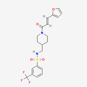 molecular formula C20H21F3N2O4S B2570663 (E)-N-((1-(3-(furan-2-yl)acryloyl)piperidin-4-yl)methyl)-3-(trifluoromethyl)benzenesulfonamide CAS No. 1235676-43-3