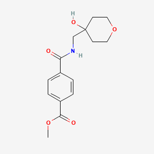 molecular formula C15H19NO5 B2570668 methyl 4-(((4-hydroxytetrahydro-2H-pyran-4-yl)methyl)carbamoyl)benzoate CAS No. 1351605-44-1