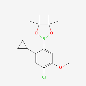 molecular formula C16H22BClO3 B2570676 4-Chloro-5-methoxy-2-cyclopropylphenylboronic acid pinacol ester CAS No. 2223048-55-1