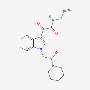 molecular formula C20H23N3O3 B2570682 2-oxo-2-[1-(2-oxo-2-piperidin-1-ylethyl)indol-3-yl]-N-prop-2-enylacetamide CAS No. 872861-00-2