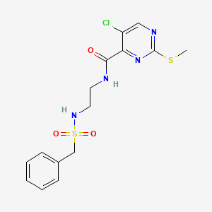 molecular formula C15H17ClN4O3S2 B2570695 5-chloro-2-(methylsulfanyl)-N-[2-(phenylmethanesulfonamido)ethyl]pyrimidine-4-carboxamide CAS No. 1210999-87-3
