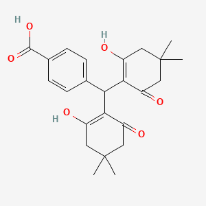 molecular formula C24H28O6 B2570696 4-[Bis(2-hydroxy-4,4-dimethyl-6-oxocyclohex-1-en-1-yl)methyl]benzoic acid CAS No. 905776-24-1