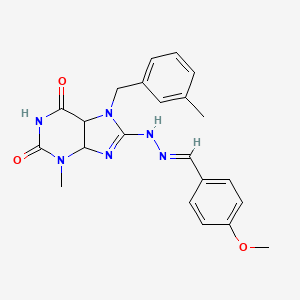 molecular formula C22H22N6O3 B2570698 8-[(E)-2-[(4-methoxyphenyl)methylidene]hydrazin-1-yl]-3-methyl-7-[(3-methylphenyl)methyl]-2,3,6,7-tetrahydro-1H-purine-2,6-dione CAS No. 1007027-27-1