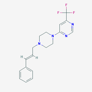 molecular formula C18H19F3N4 B2570704 4-[4-[(E)-3-Phenylprop-2-enyl]piperazin-1-yl]-6-(trifluoromethyl)pyrimidine CAS No. 2415642-14-5