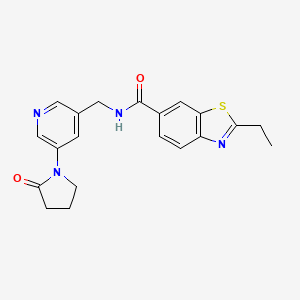 molecular formula C20H20N4O2S B2570707 2-ethyl-N-{[5-(2-oxopyrrolidin-1-yl)pyridin-3-yl]methyl}-1,3-benzothiazole-6-carboxamide CAS No. 2034535-67-4