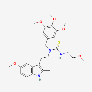 molecular formula C26H35N3O5S B2570712 1-(2-(5-methoxy-2-methyl-1H-indol-3-yl)ethyl)-3-(2-methoxyethyl)-1-(3,4,5-trimethoxybenzyl)thiourea CAS No. 850934-48-4
